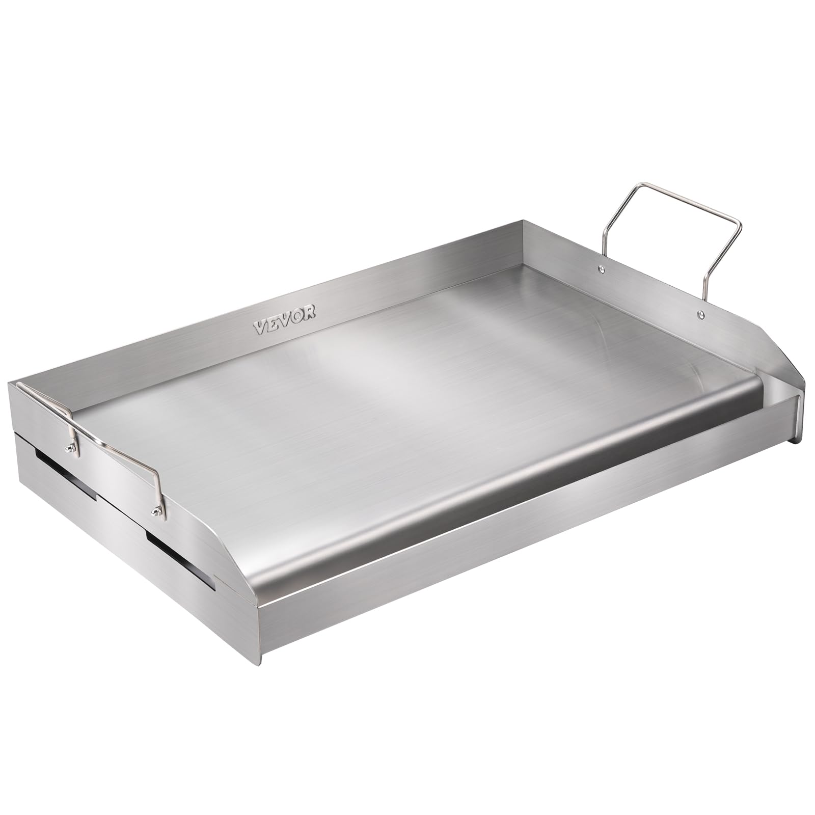 VEVOR 23x16 Inch Stainless Steel Griddle Plate with 2 Handles & Oil Groove - Flat Top Grill for BBQ, Gas & Charcoal Grills - Perfect for Home Kitchen, Outdoor Cooking, Camping & Backyard Parties