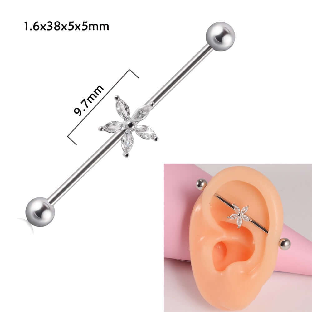 14g Silver Scorpio Insect Industrial Barbell Body Jewelry - Belly Button & Nose Piercing Bar | Perfect for Gothic, Punk & Alternative Fashion Styles