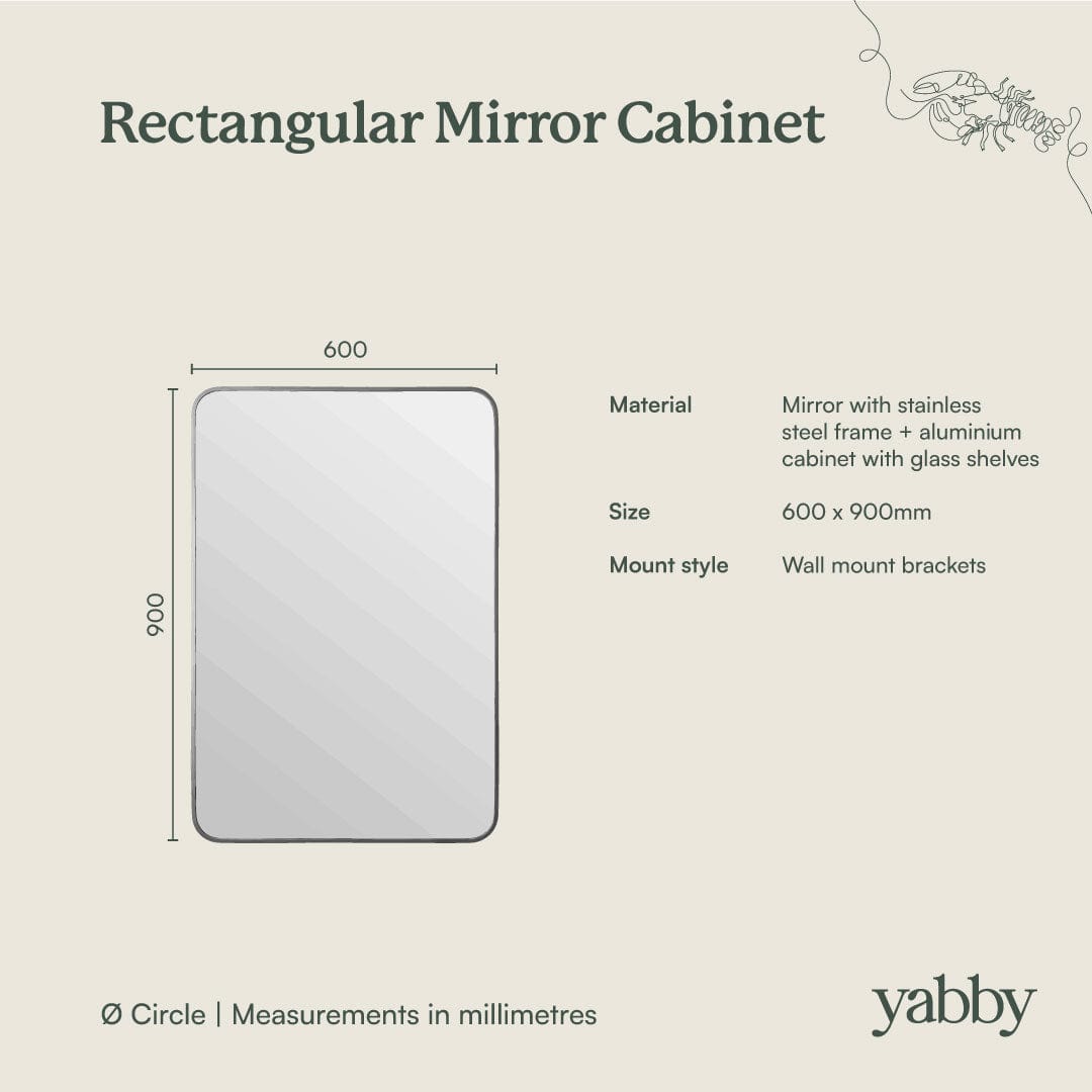 Rectangular Mirror Cabinet with Brushed Brass Finish - Modern Bathroom Vanity & Storage Solution for Small Spaces