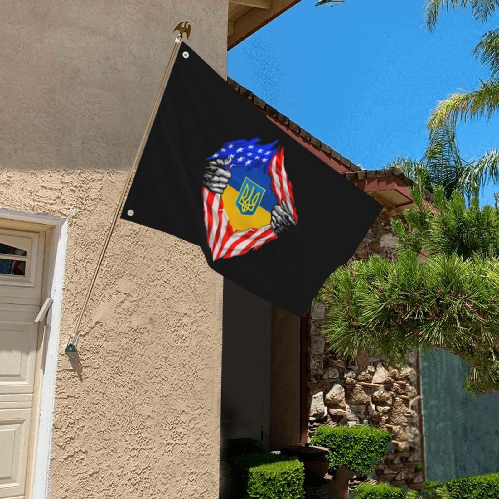 Stand With Ukraine Flag 2x3 Ft - Fade Resistant Outdoor Yard Flag with Rust-Proof Metal Grommets - Durable Polyester House Banner for Porch, Garden & Patriotic Displays