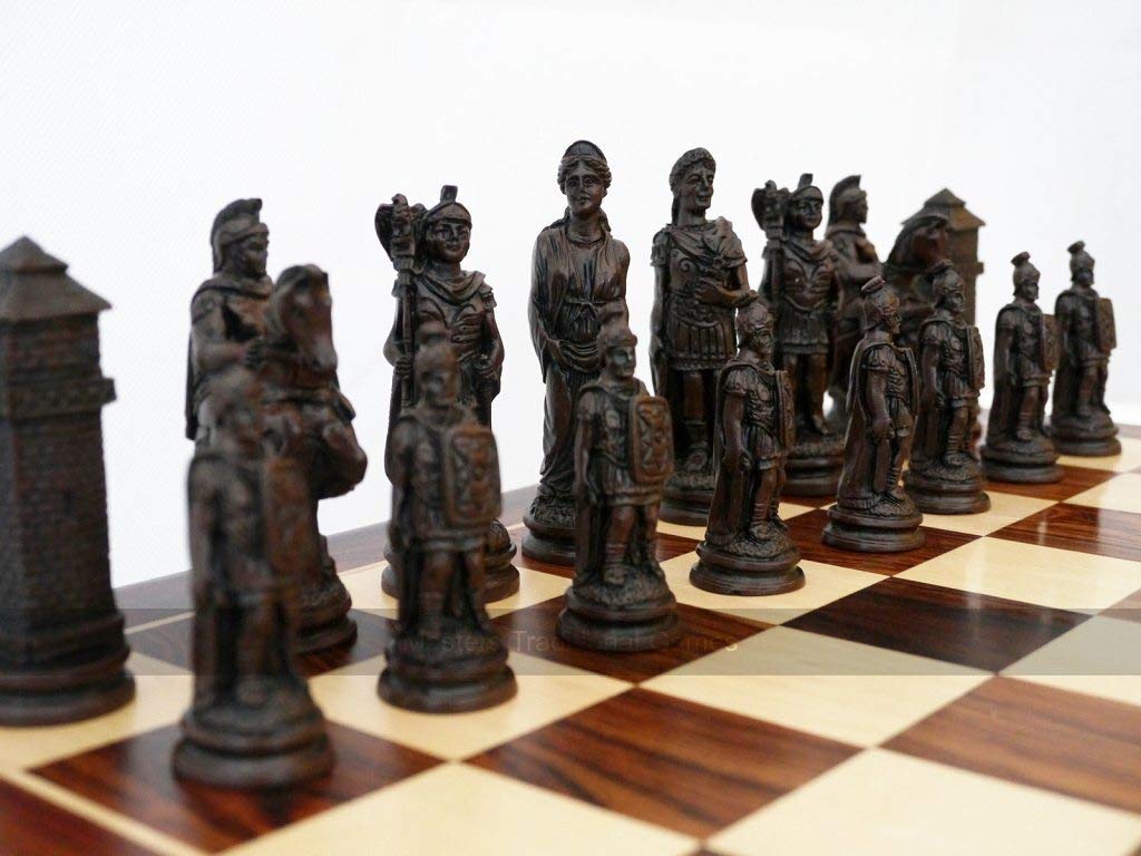 Roman Ornamental Chess Set - Cream & Brown Chess Pieces for Collectors & Players | Perfect for Home Decor, Game Nights & Gifts (Board Not Included)