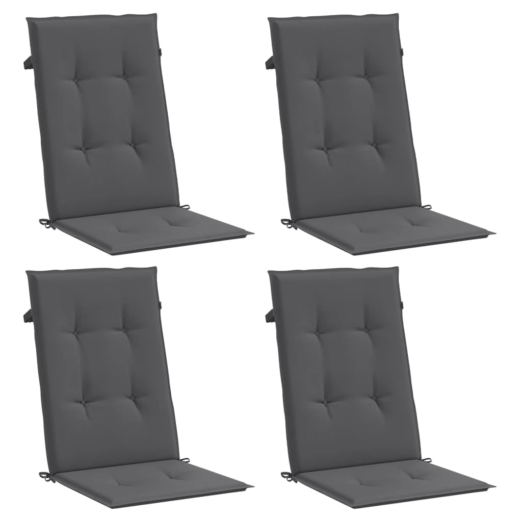 vidaXL Outdoor Highback Chair Cushions Set of 4 - Waterproof 100% Polyester Fabric, 47.2