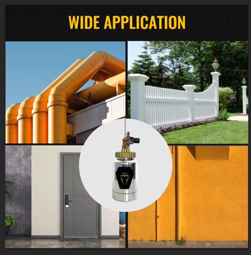 2L Pressure Pot Spray Gun for House Painting - 2mm Nozzle Primer Gun with 10FT Air Hose, 45PSI Max - Perfect for Architectural, Construction & Automotive Painting Projects