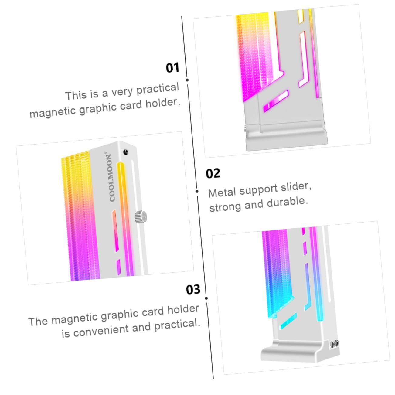 2-Pack Uonlytech Aluminum Alloy Magnetic GPU Bracket - White Computer Case Graphics Card Support Stand Holder for PC Gaming Setup | Perfect for Gaming Rigs, Workstations & Custom PC Builds