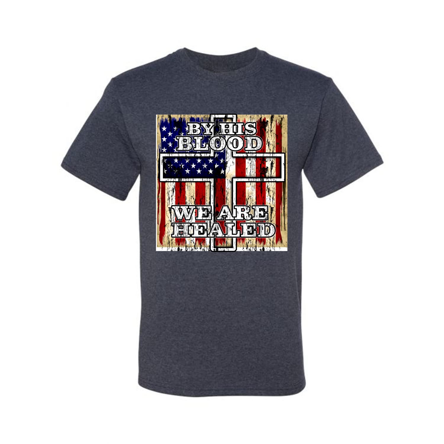 Inspirational Christian Men's T-Shirt - By His Blood We Are Healed | Faith Apparel