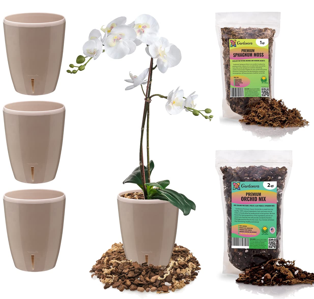 Gardenera Premium Orchid Growing Kit - Set of 4 Self-Watering 4.9