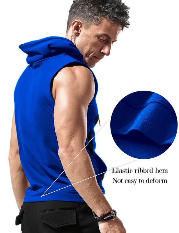 Babioboa Men's Workout Hooded Tank Top - Sleeveless Gym Hoodie for Bodybuilding & Muscle Training - Breathable Athletic Shirt for Running, Weightlifting & Fitness