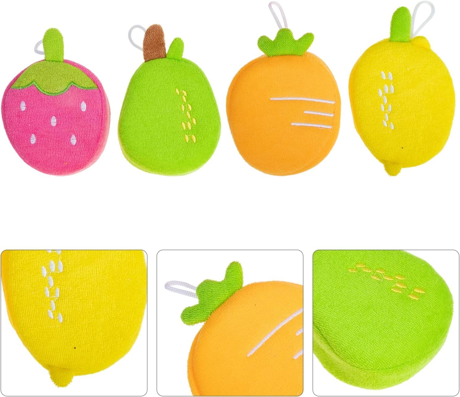 Baby Station Baby Fresh & Fruity Multicolored Bath Sponge Set - 2 Pack | Soft & Safe Wash Sponges for Newborns & Toddlers | Gentle Bath Time & Skin Care Essentials
