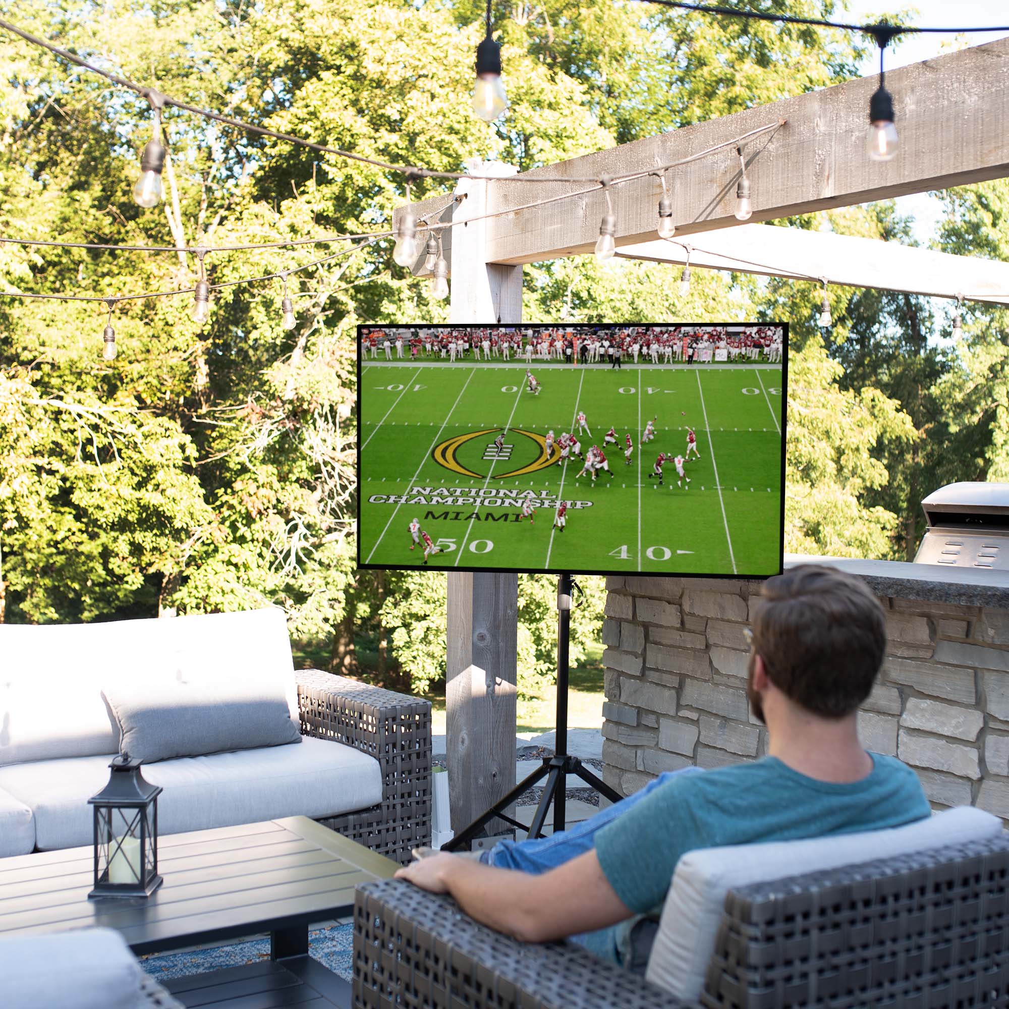 Adjustable Portable TV Stand Tripod for 35-75 Inch Flat Screen TVs - Perfect for Living Room, Bedroom, or Outdoor Movie Nights