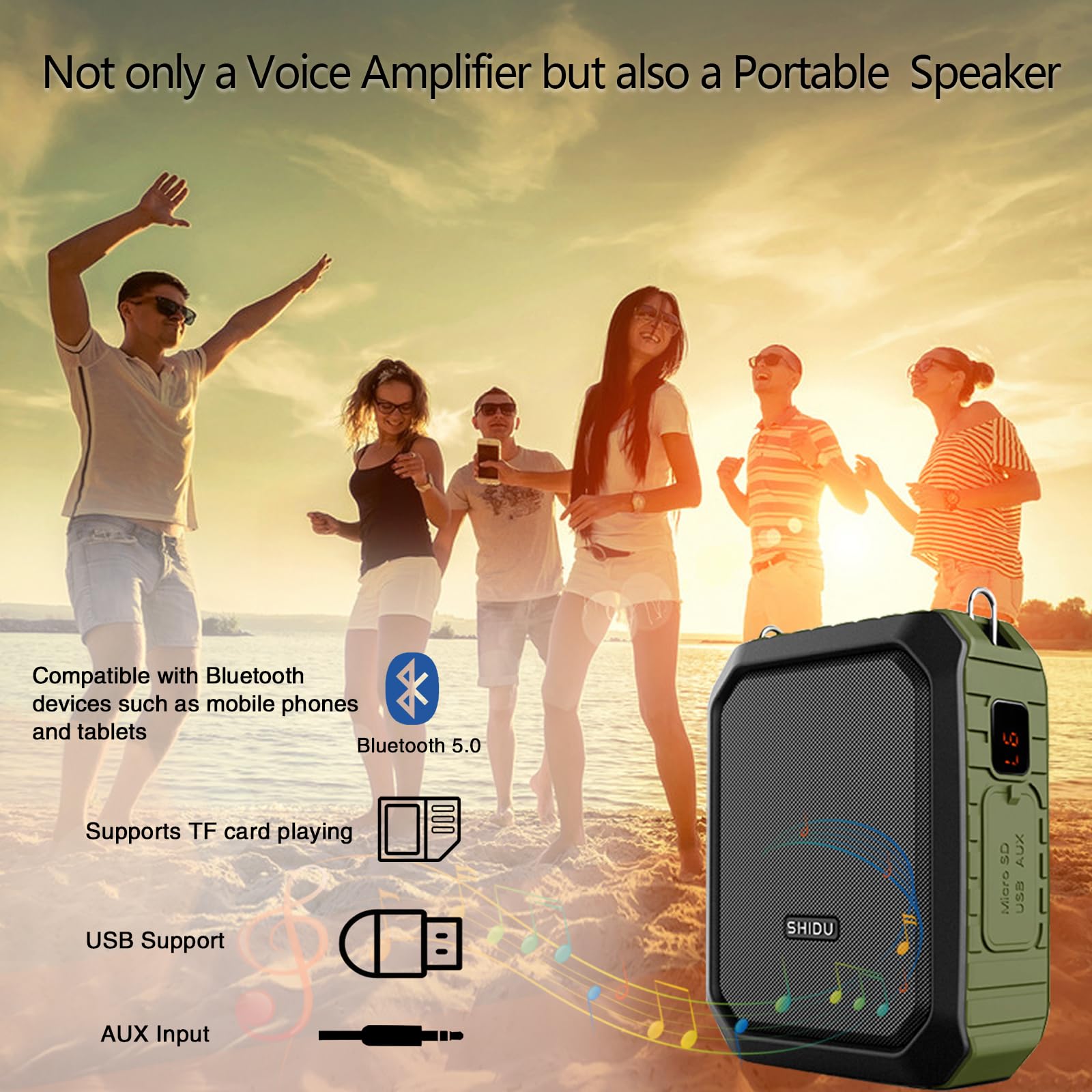 18W Wireless Bluetooth Voice Amplifier Headset - Rechargeable Waterproof Microphone for Teachers, Classroom & Outdoor Use - Portable Personal Voice Enhancer for Public Speaking, Presentations & Events