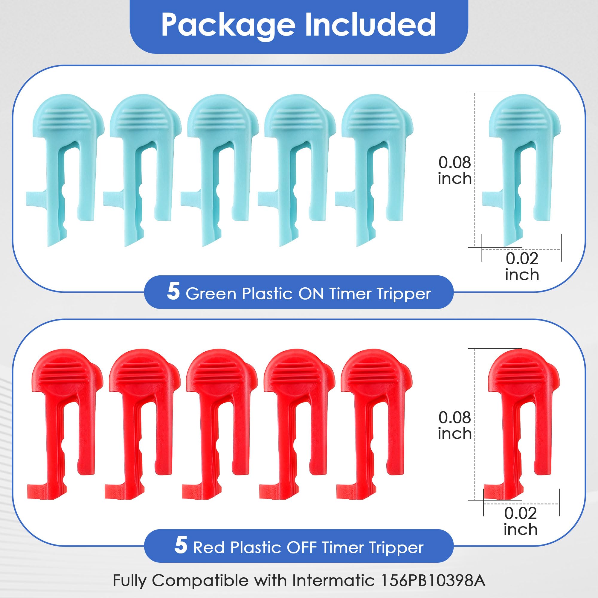 Dreyoo Cycle Timer Clock ON/OFF Plastic Switch Trippers - Compatible with Intermatic 156PB10398A P1000, PB, PF1100, TN, HB & TB Series - Easy to Use Pool Timer Switch Clips (5 Green ON /5 Red OFF) - Perfect for Swimming Pool, Spa & Irrigation System Automation
