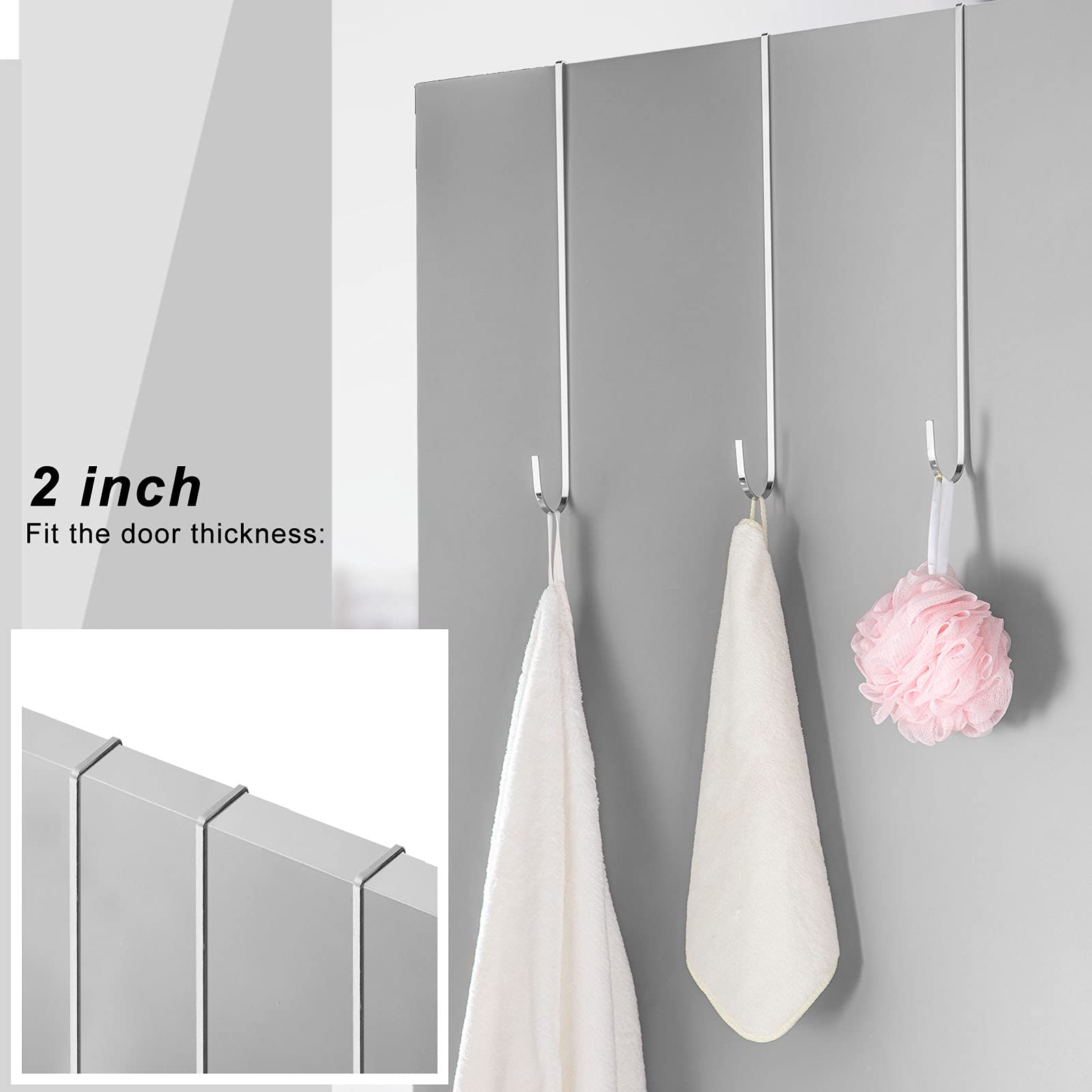 15 Inch Wreath Hanger Hooks - Heavy Duty Over Door Metal Hooks for Christmas Decor, Wreaths, Towels & Clothes (Silver, 6 Pack) - Perfect for Front Door, Mantel & Holiday Home Decorations