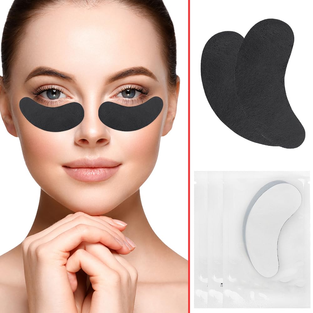 100 Pairs Hydrogel Under Eye Patches - Lint-Free Eyelash Extension Pads for Dark Circles & Puffiness | Transparent & Black Eye Mask Kit for Beauty, Makeup & Spa Care | Perfect for Home, Salon & Travel Use