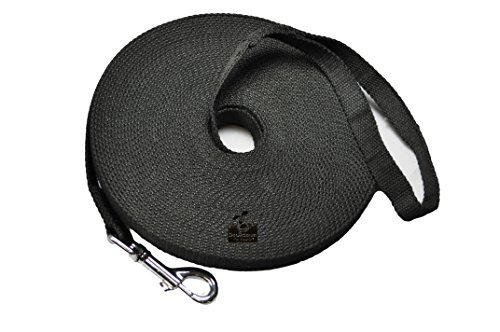 Downtown Pet Supply 50ft Black Nylon Dog Leash - Long Training Leash for Recall & Obedience - Durable Outdoor Walking, Hiking & Backyard Training for Medium to Large Dogs