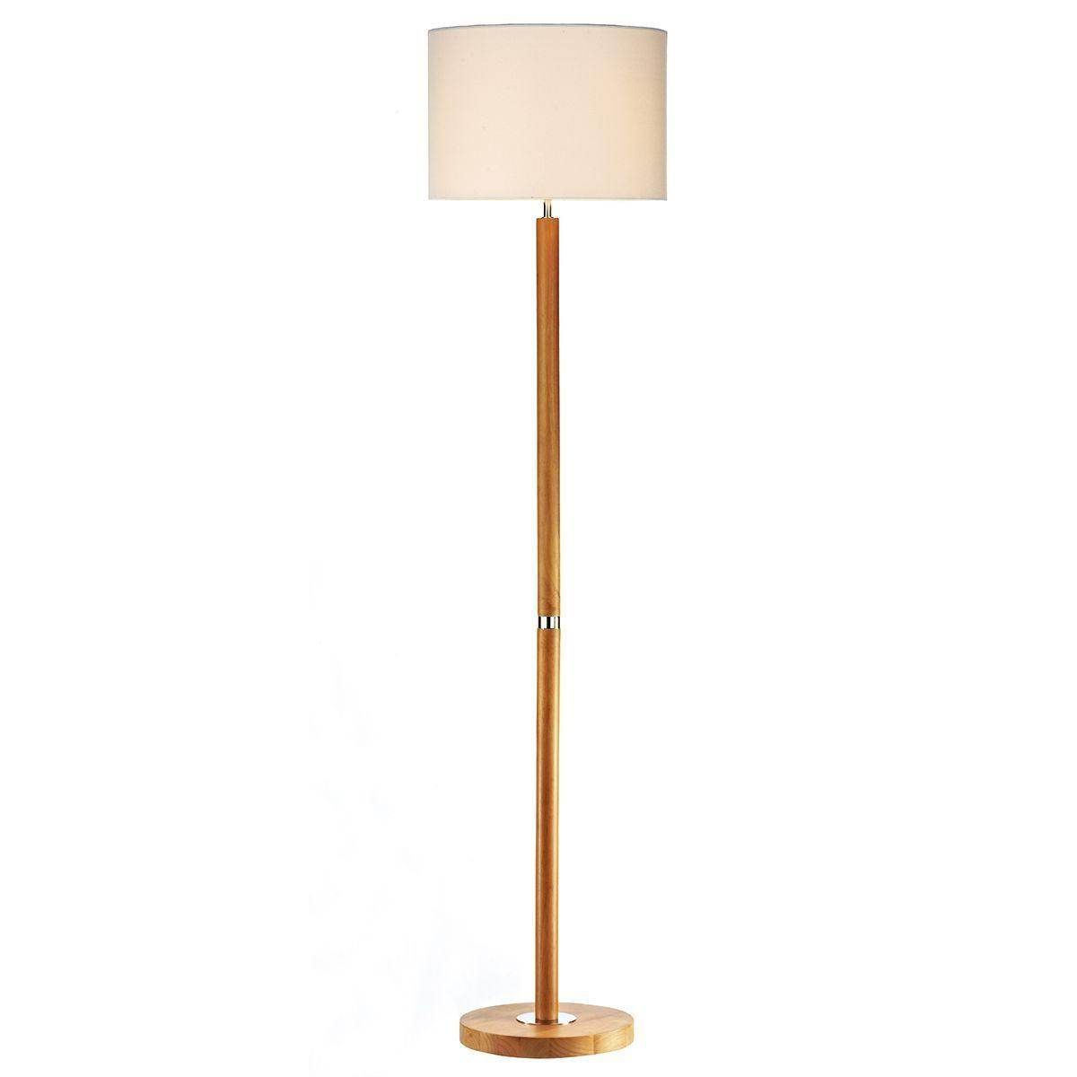 Modern Avenue Floor Lamp with Wood Base and Fabric Shade - Perfect for Living Room, Bedroom & Office Lighting