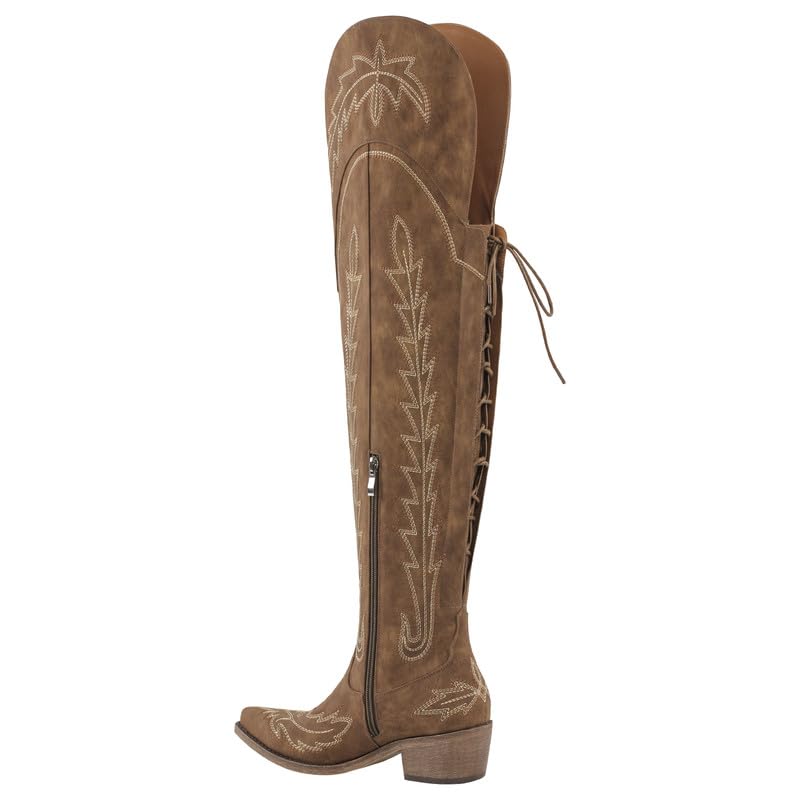 Western Cowboy Boots for Women - Embroidered Thigh High Cowgirl Boots | Fashionable Rodeo & Country Style Footwear for Parties, Festivals & Night Out