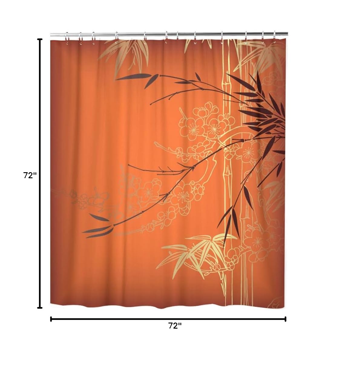 LOKMU Waterproof Shower Curtain - Abstract Bamboo Silhouette Design, Machine Washable Fabric Bath Curtain with Hooks, 72x72 Inches - Perfect for Modern Bathrooms, Spa Retreats & Guest Bath Decor