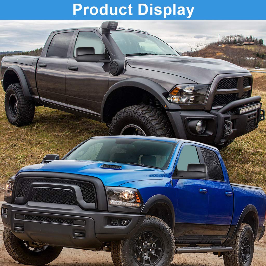 ECCPP Power Heated Towing Mirrors for 1998-2002 Dodge Ram 1500/2500/3500 Trucks - Black Textured - Perfect for Off-Roading & Heavy-Duty Towing