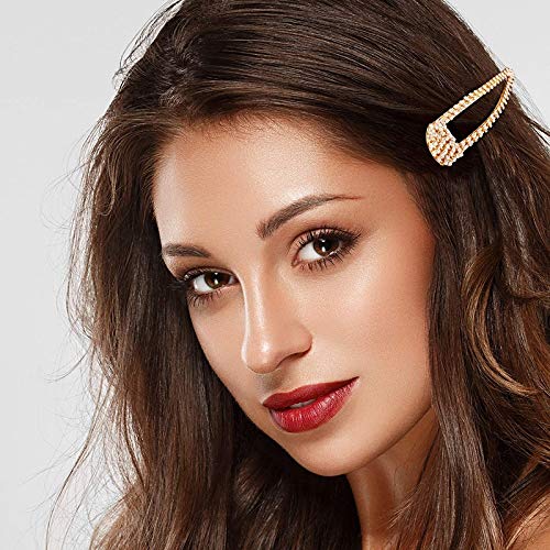 WATFOERS 6 Pack 3 Inch Rhinestone Snap Hair Clips - Metal Hair Barrettes for Women & Girls - Wedding, Prom, Party Hair Accessories (Black, Silver, Gold) - Perfect for Bridal, Formal Events & Everyday Styling