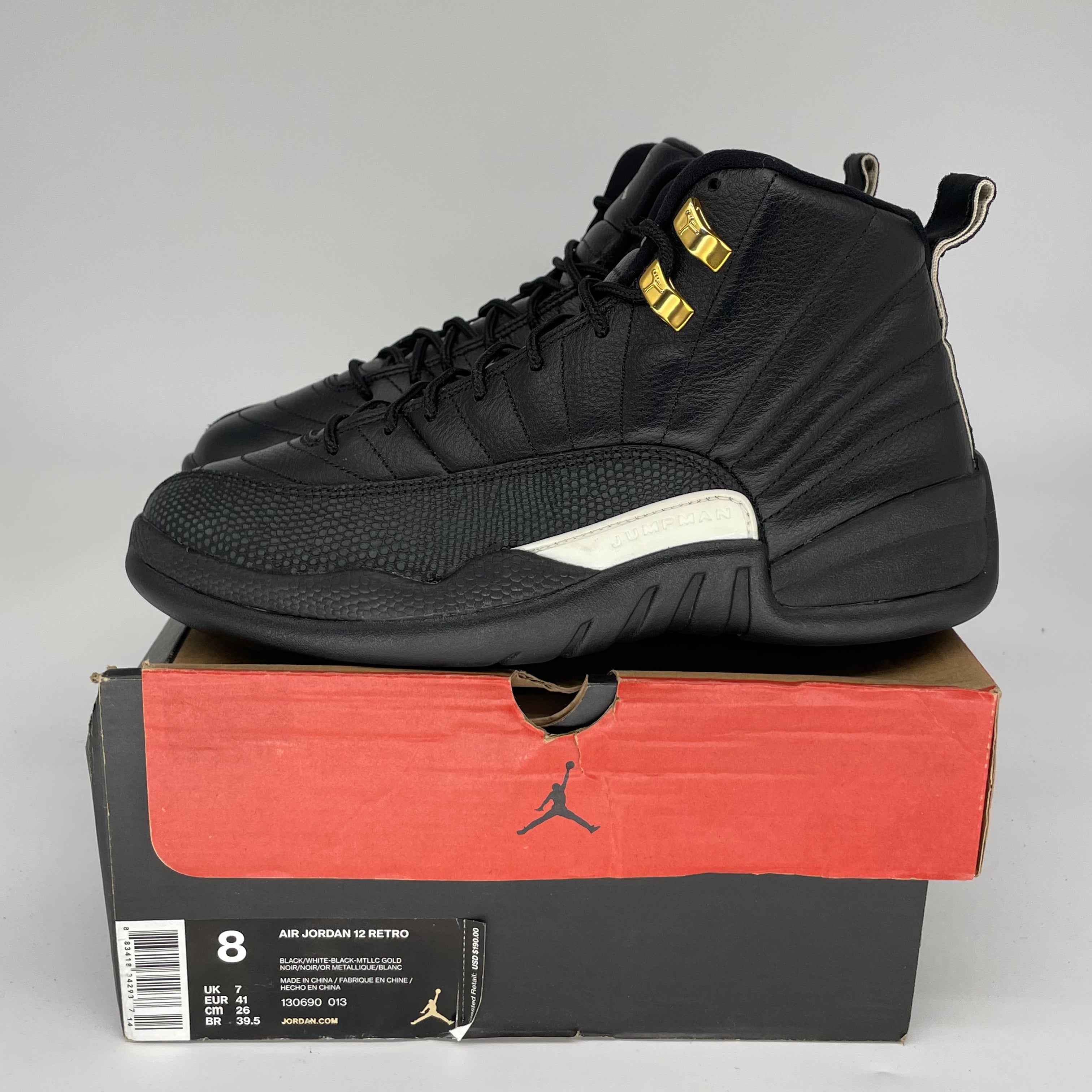Original Air Jordan 12 Retro 'Master' Basketball Shoes - Men's Size 8 (130690-013) - Perfect for Streetwear & Court Performance