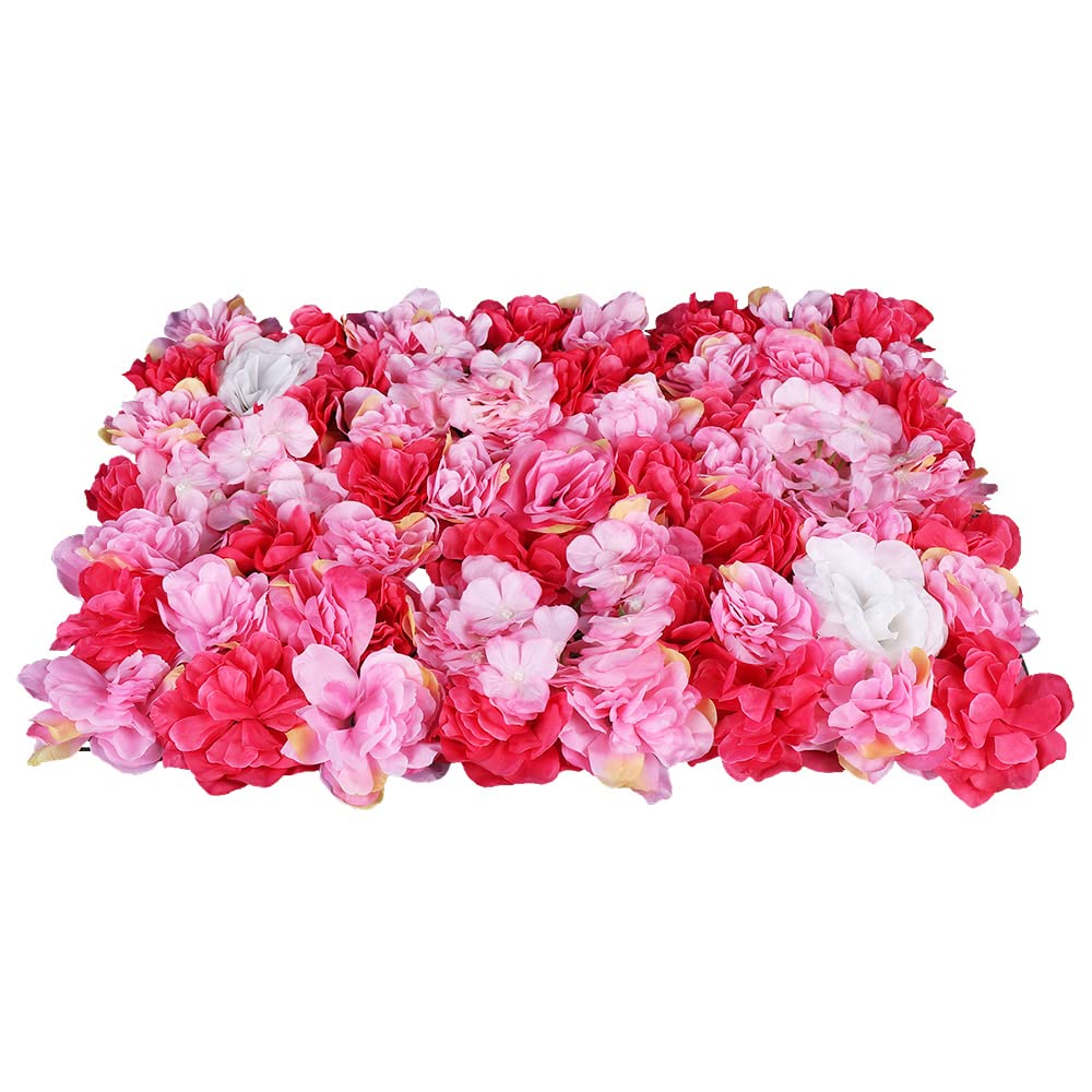12Pcs Pink Silk Rose Wall Panels - Wedding Backdrop Decor for Venues & Photos