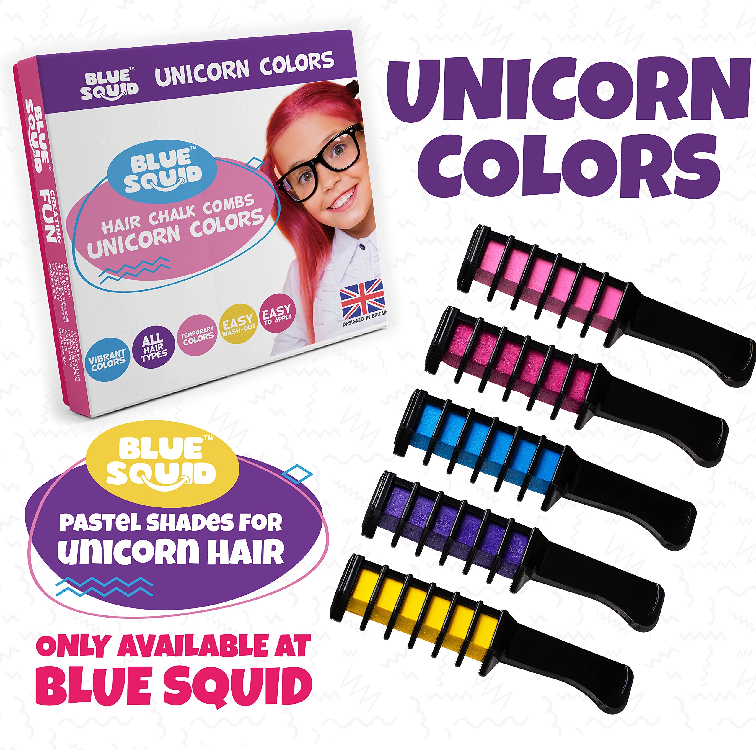 Vibrant Blue Squid Hair Chalk - Temporary Washable Hair Color for Girls & Kids | Non-Toxic Hair Dye for Parties, Halloween & Cosplay | Fun Teen Gift Idea