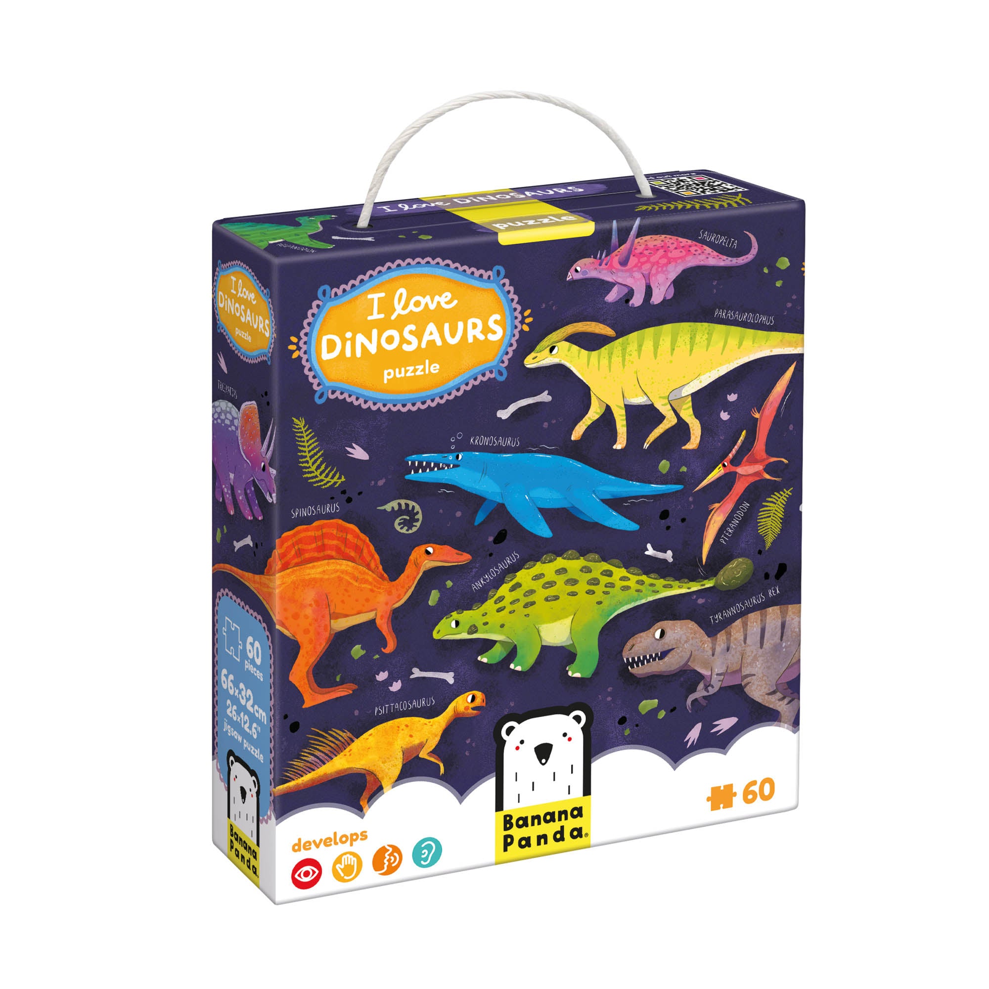 Banana Panda I Love Dinosaurs Puzzle - 60 Piece Jigsaw Puzzle for Kids | Dinosaur Toys for Boys & Girls | Perfect for Birthday Gifts & Educational Play