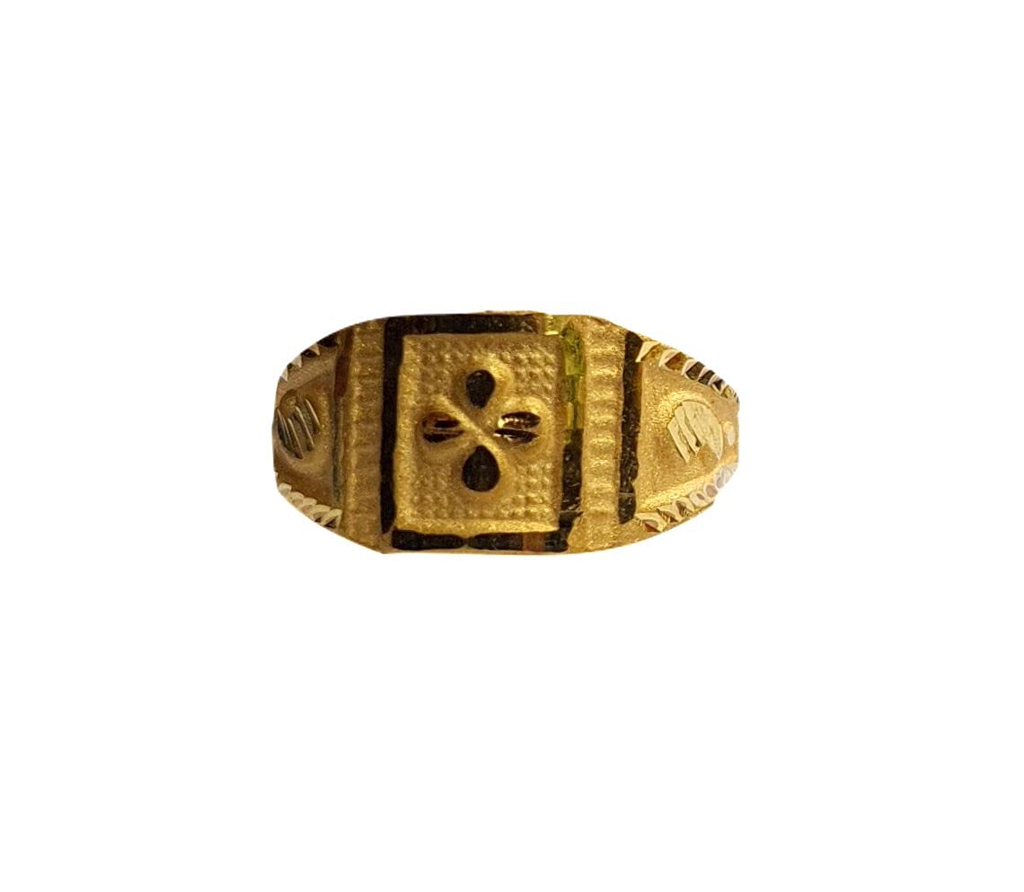 22K/18K Solid Gold Flower Design Kids Ring - Certified Fine Gold Jewelry for Baby Boys & Girls, Infants (Size 1) - Perfect for Birthdays, Christenings & Special Occasions