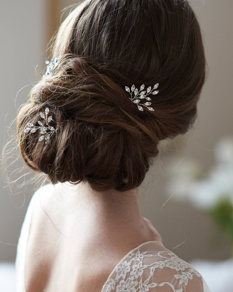 Giselle Crystal Hair Pins Set of 3 - Elegant Rhinestone Hair Clips for Women, Bridal Hair Accessories, Wedding, Prom & Party Hairstyles