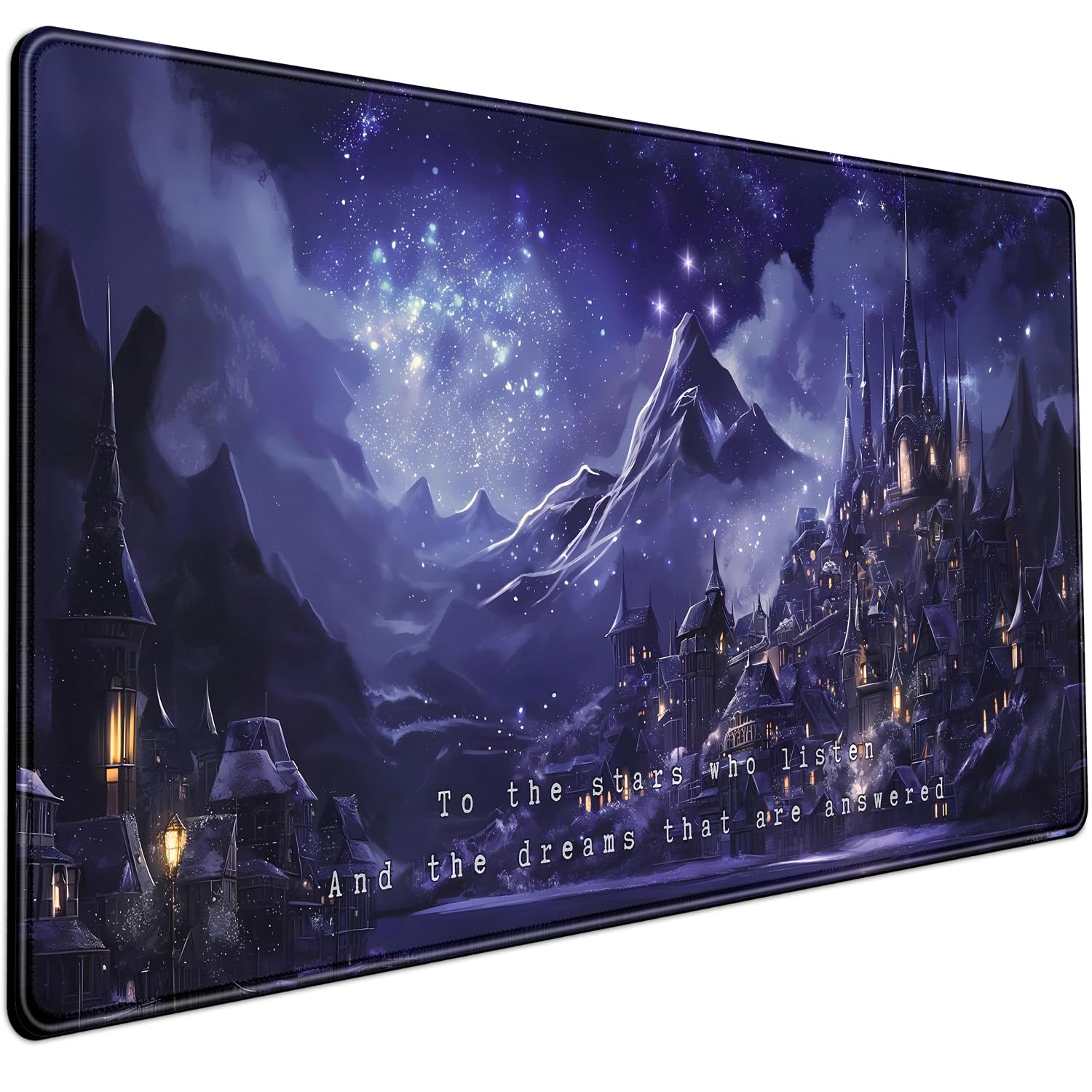 Dark Academia Anime Night Purple Desk Mat - 31.5 x 15.8 Inch XXL Mouse Pad for Computer, Laptop & Gaming - Office Decor with Castle Aesthetics for Women & Men | Perfect for Work, Study & Gaming Setup