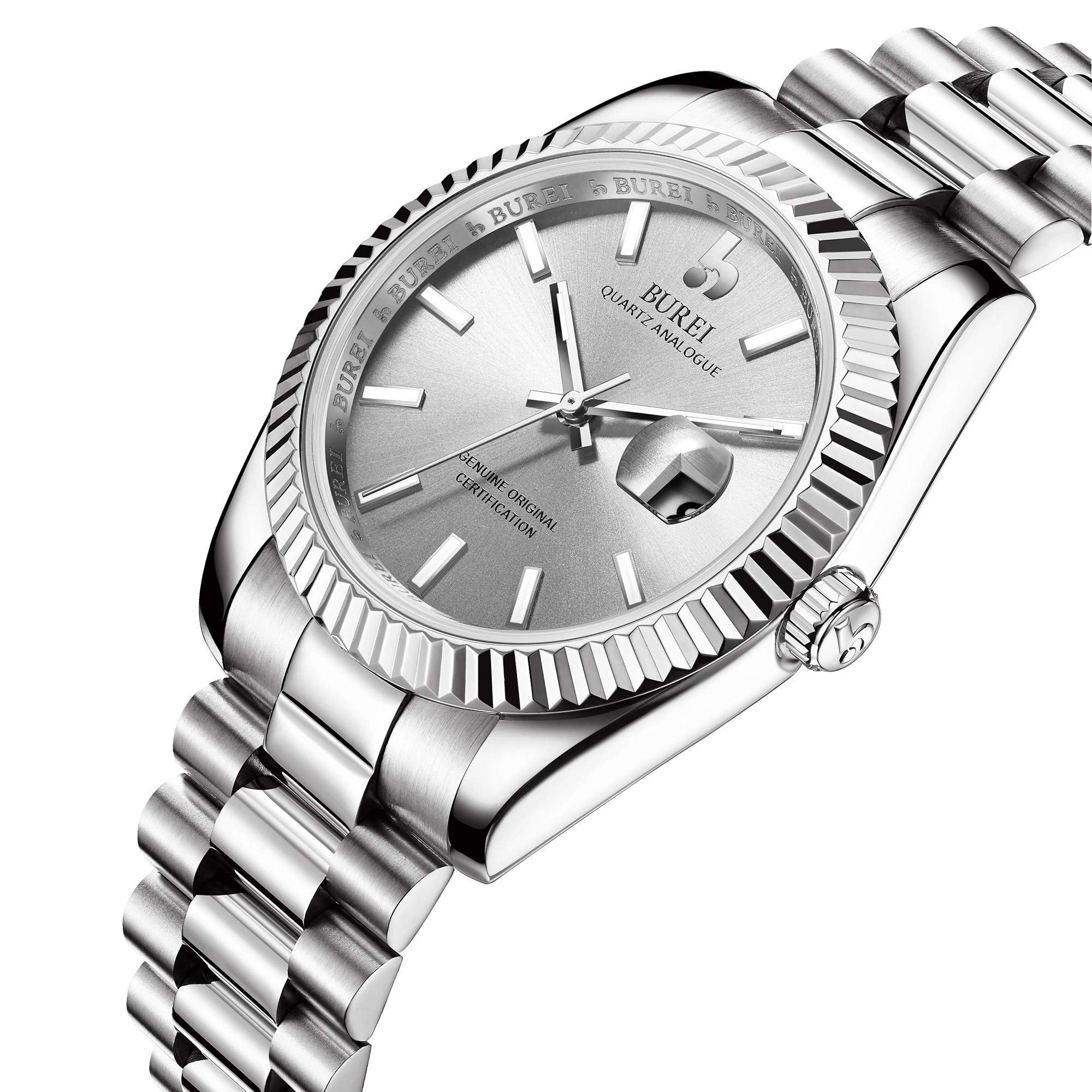 BUREI Luxury Men's Watch - Sapphire Crystal, Stainless Steel, Waterproof for Business & Formal Occasions
