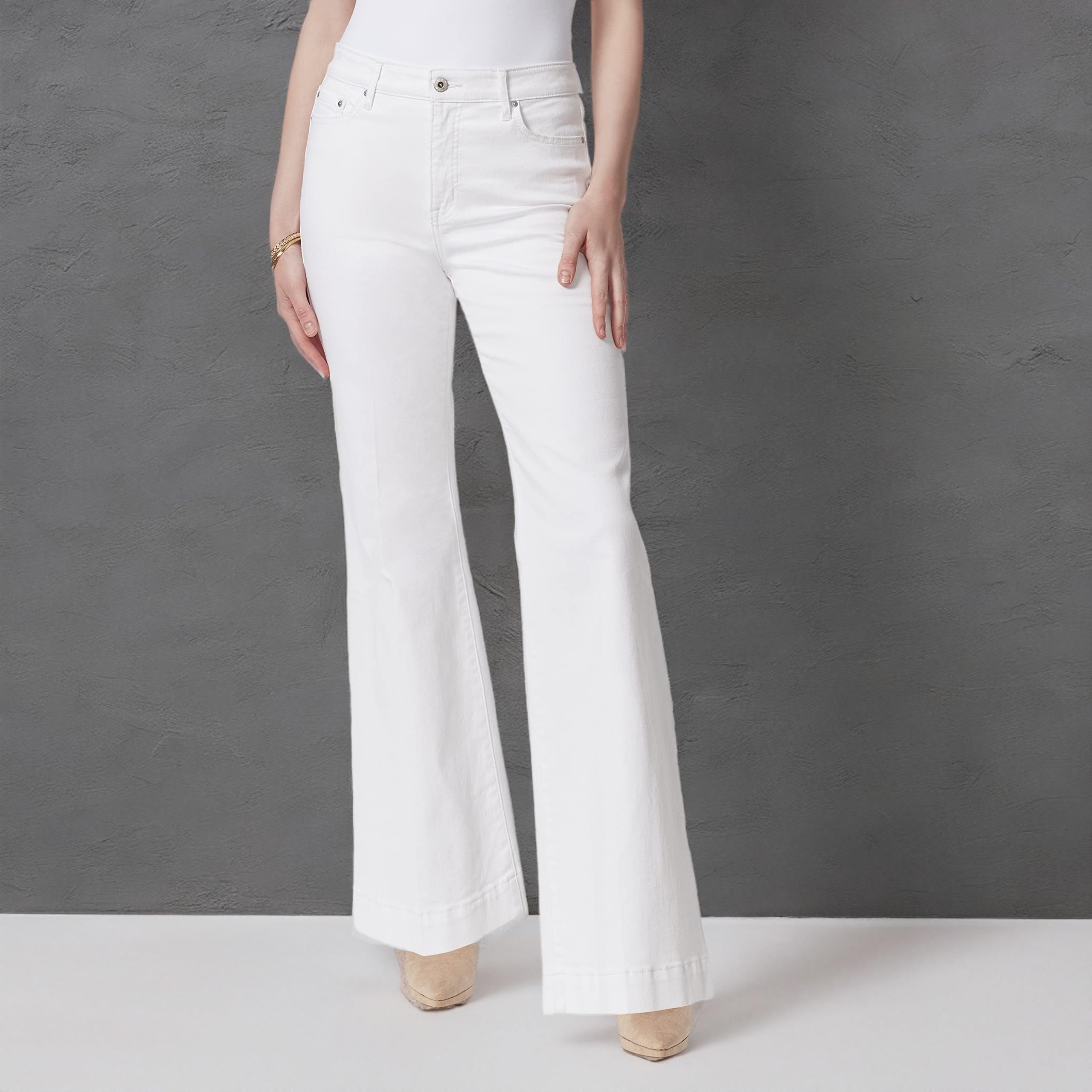 Jessica Simpson Women's Plus Size True Love Pocket Medium Wash Wide Leg Pants - Comfortable & Stylish for Work, Casual Outings & Travel