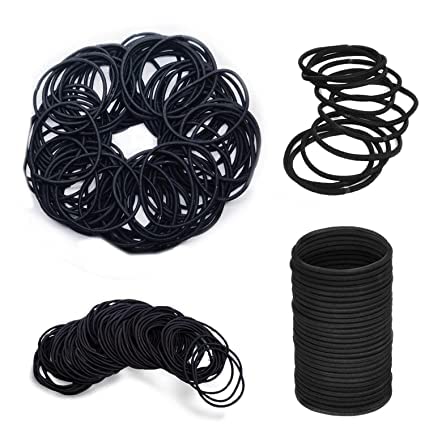 VEDETIC® 100 Pack Black Hair Ties for Women - Soft Elastic Cotton Thick Seamless Hair Bands, No Crease No Damage Ponytail Holders for Thick or Thin Hair - Perfect for Workouts, Office, School & Daily Styling