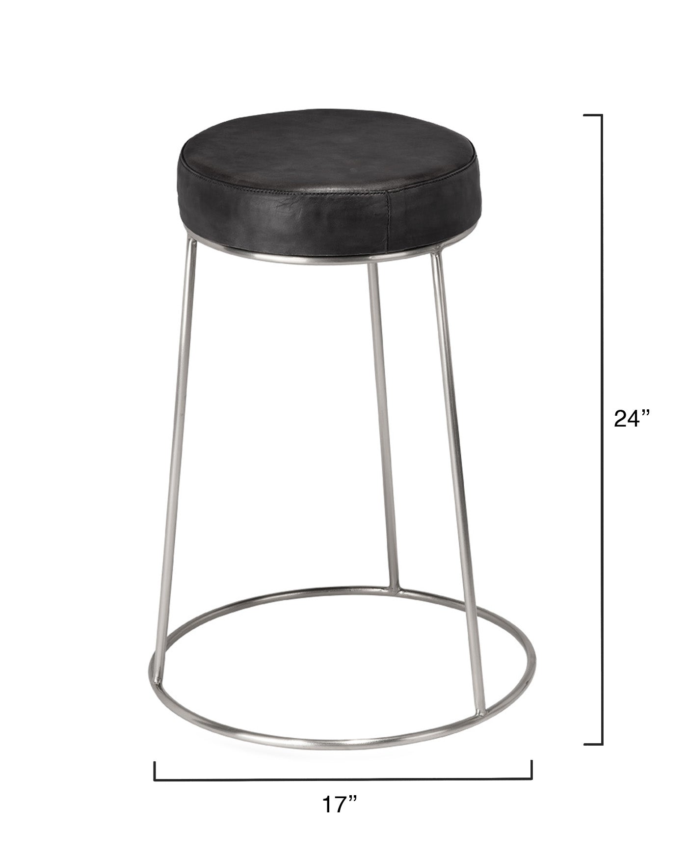 Henry Round Leather Counter Stool - Modern Bar Stools for Kitchen Island, Breakfast Nook & Home Decor - Genuine Leather Seat with Sturdy Metal Base