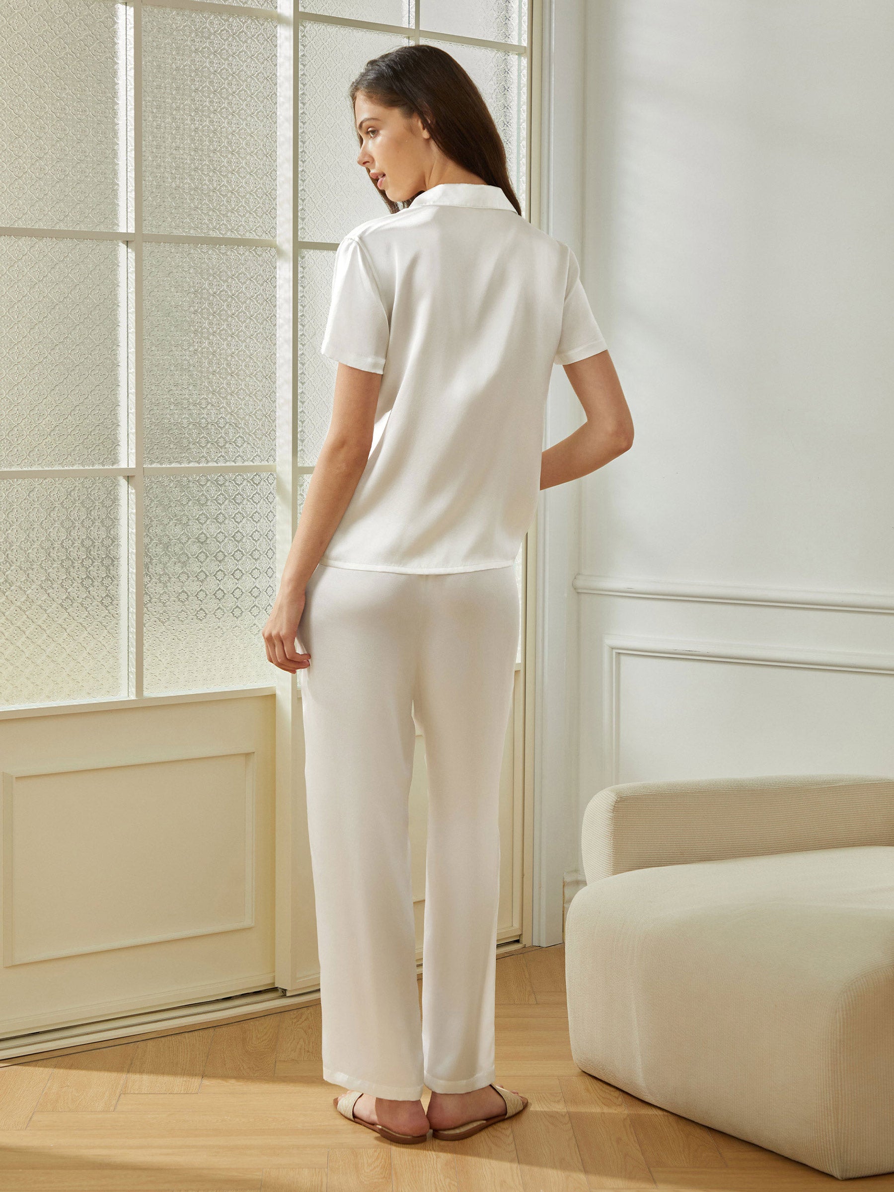 Luxury Classic Silk Sleep Pants for Women - Soft & Comfortable Nightwear for Relaxation, Lounging & Travel - Elegant Sleepwear Gift Set