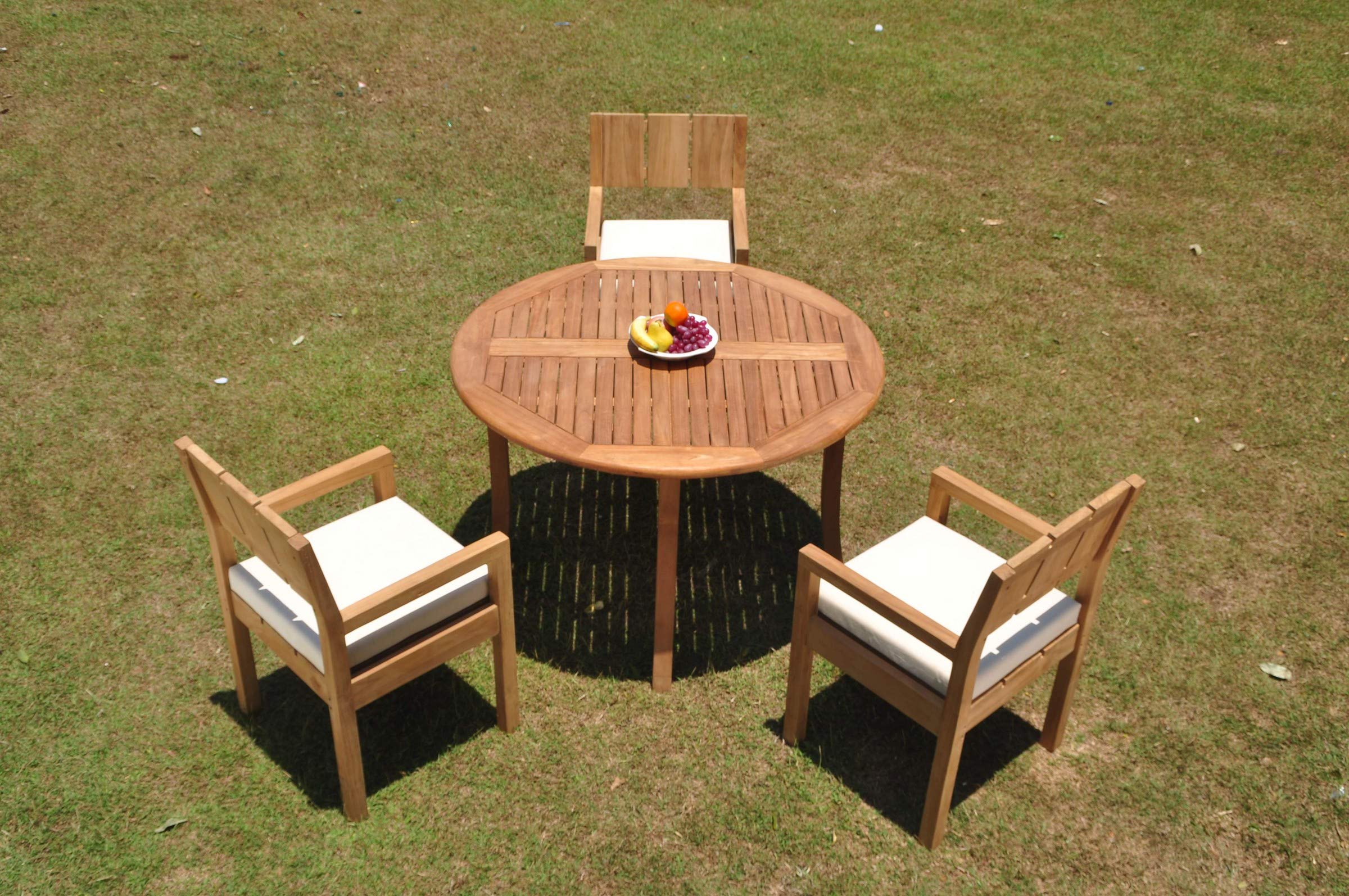 Premium Teak Wood 4-Piece Outdoor Dining Set - 48