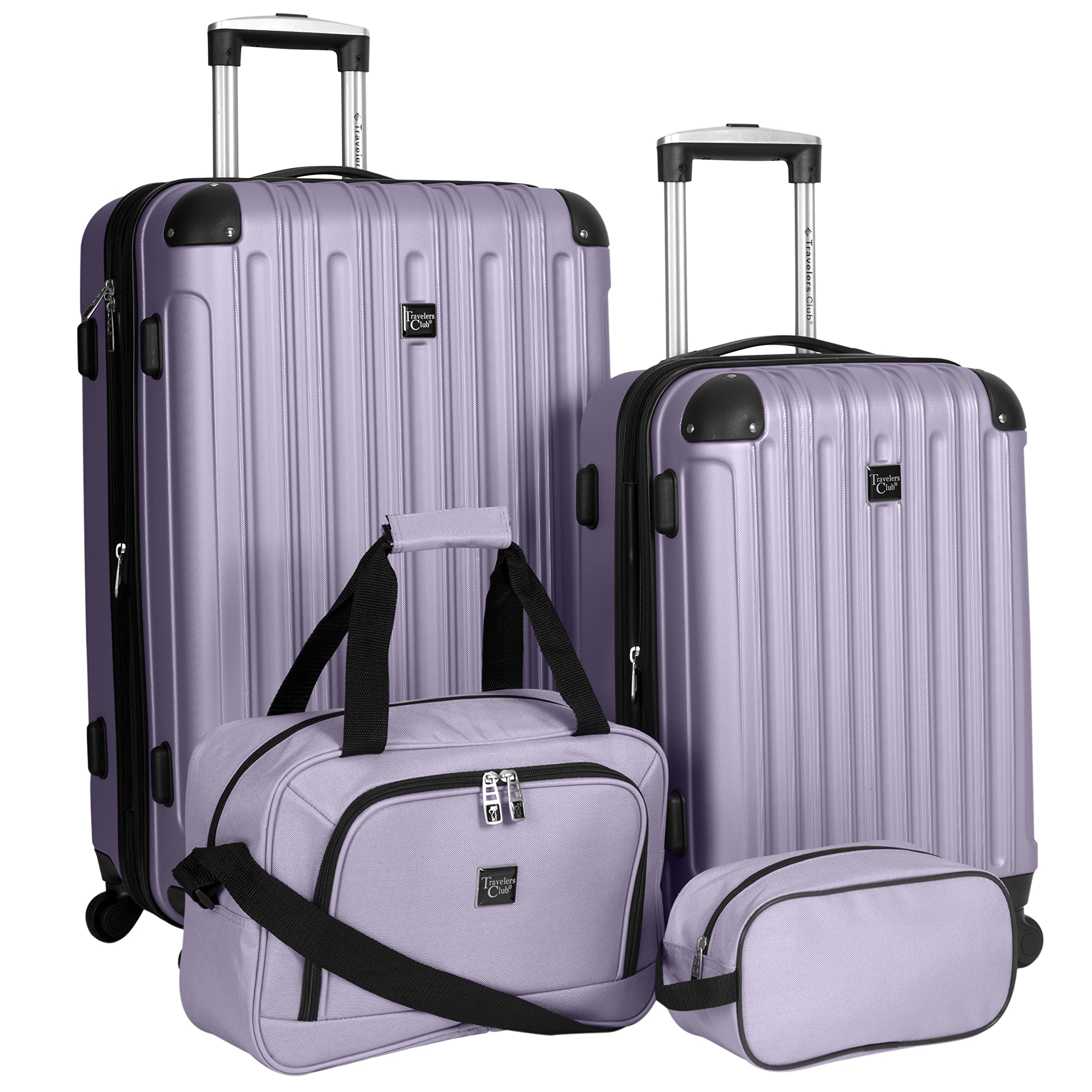 Travelers Club Midtown Hardshell Luggage 4-Piece Set - Lightweight Durable Suitcase with Spinner Wheels, Lilac Purple - Perfect for Air Travel, Family Vacations & Business Trips