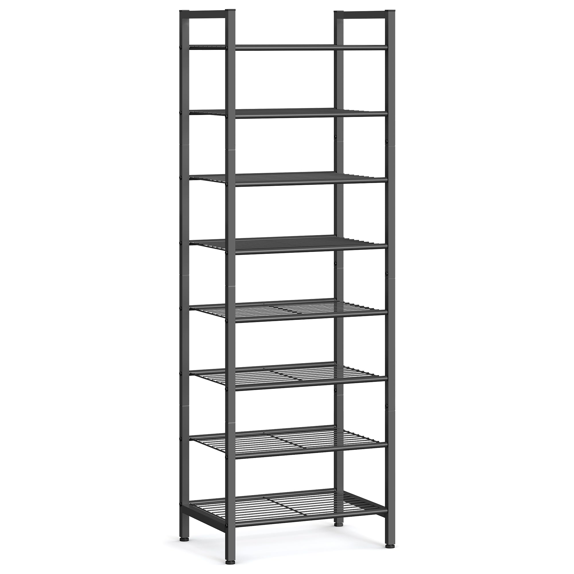 SONGMICS 8-Tier Narrow Shoe Rack - Slim Vertical Metal Shoe Storage Organizer for Small Spaces | Holds 18 Pairs of Shoes | Sturdy Shoe Shelf for Closet, Entryway & Bedroom | Easy Assembly, Black | Perfect for Apartments, Dorms & Tight Spaces