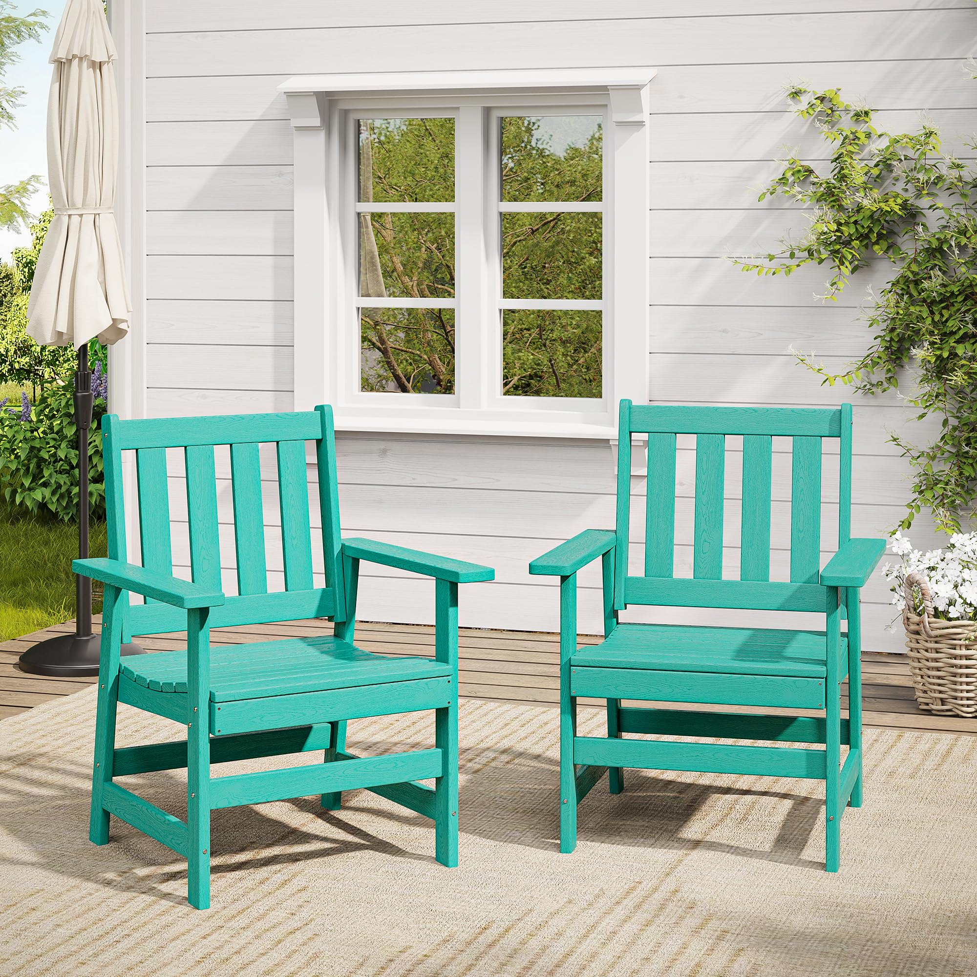 VICLLAX 1-Piece HDPE Weather-Resistant Patio Dining Chair - Durable Adirondack Balcony Furniture for Front Porch, Deck, Backyard & Outdoor Spaces - Perfect for Relaxing, Sunbathing and Entertaining Guests