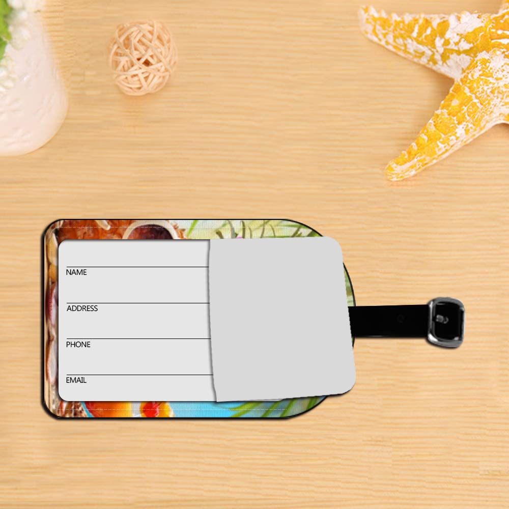 Tropical Pineapple Luggage Tag - Leather Travel ID Label for Suitcases & Bags - Waterproof & Durable Name Tag (1 Pack) - Perfect for Beach Vacations, Air Travel & Cruise Trips