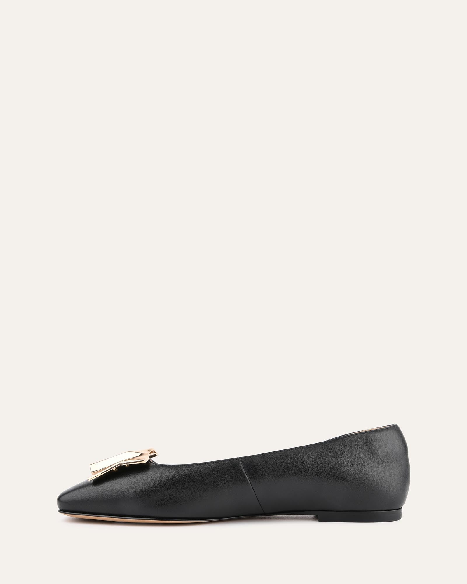 SONNY DRESS FLATS - Women's Black Leather Ballet Flats for Work & Casual Wear - Comfortable Slip-On Shoes for Office, Travel & Everyday Use