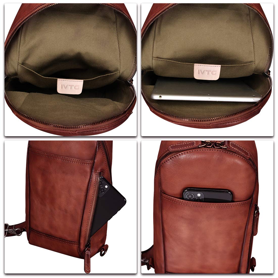 Premium Genuine Leather Sling Bag for Men & Women - Handmade Crossbody Backpack Shoulder Purse - Perfect for Travel, Work & Everyday Use