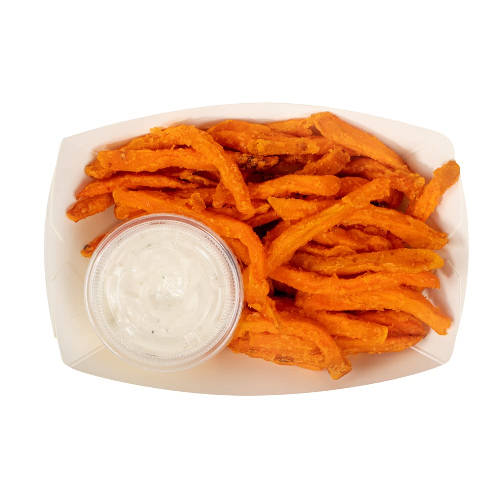 Restaurantware Bio Tek 1/2 Pound Disposable Paper Food Trays - 400 Heavy-Duty Greaseproof White Food Boats for Snacks, Appetizers, Treats | Perfect for Parties, Carnivals, Food Trucks & Catering Events
