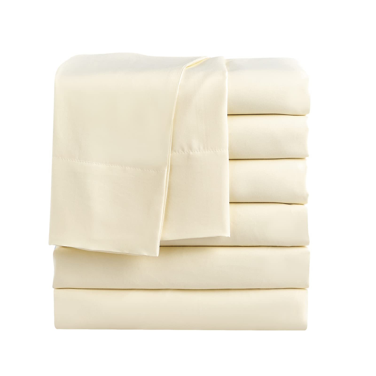 Soft Microfiber King Size Flat Sheet Set - Pack of 6 Cream Beige Bed Sheets for Home, Hotel & Salon Use - Breathable & Wrinkle-Resistant Bedding for Ultimate Comfort