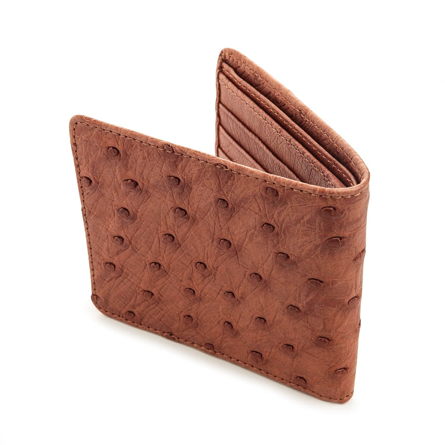 Premium Lining Cognac Brown Ostrich Skin Leather Wallet for Men - Slim Bifold RFID Blocking Luxury Billfold - Perfect for Business, Travel & Everyday Use