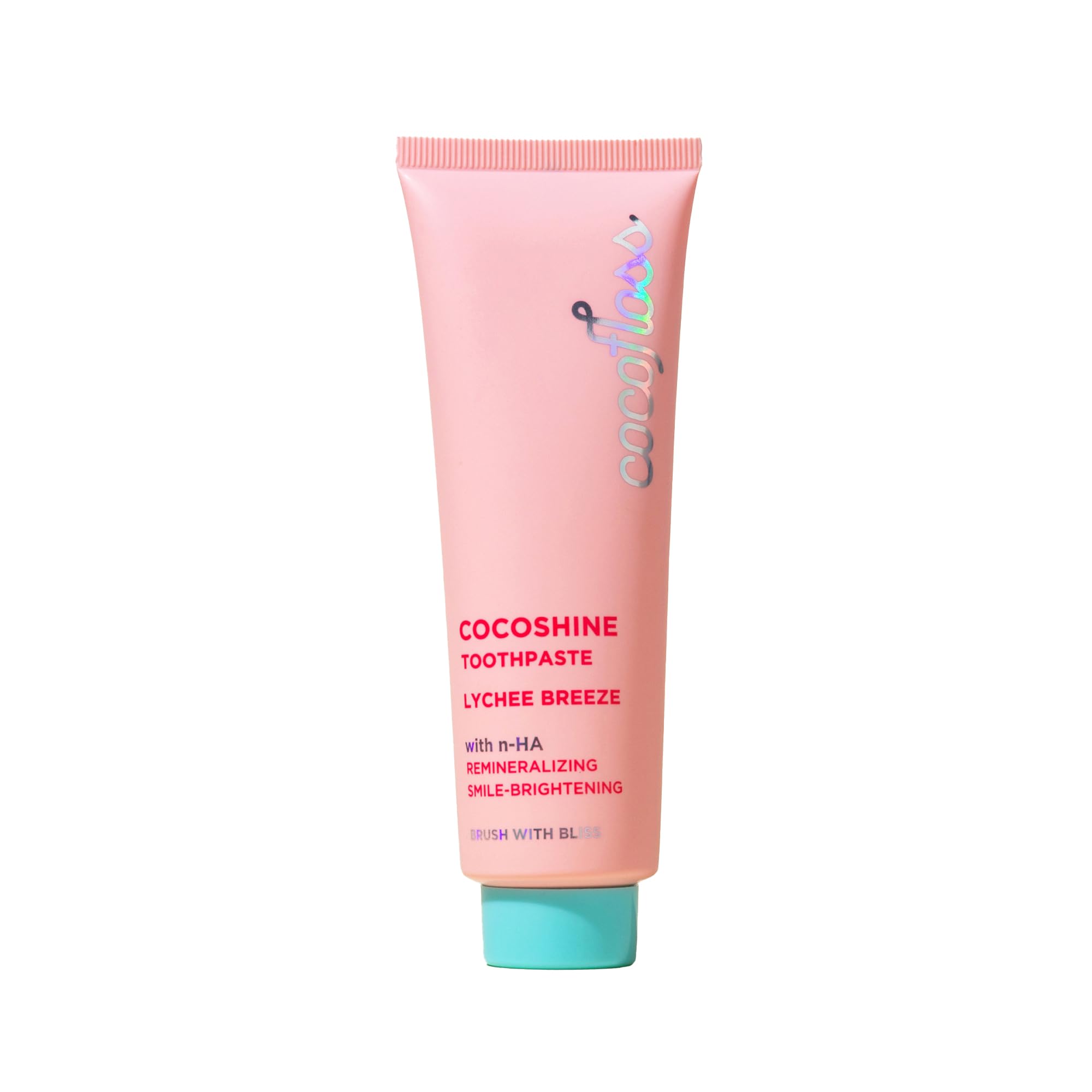 Cocofloss Cocoshine Whitening Toothpaste - Fluoride-Free with n-HA for Sensitive Teeth Repair & Remineralization | Kid-Friendly Lychee Flavor 3.4 oz | Perfect for Daily Teeth Whitening & Gentle Care