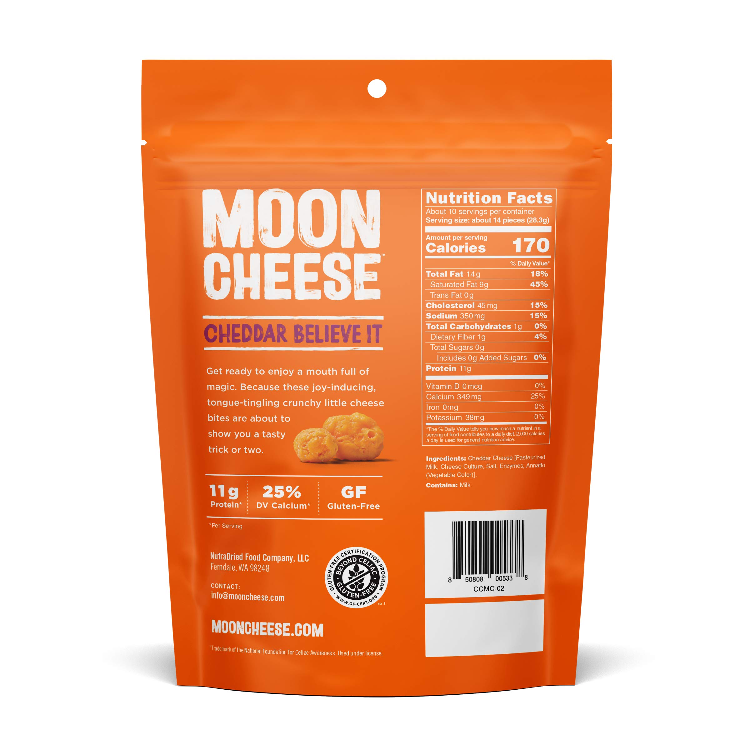 Moon Cheese Cheddar Believe It, 10 Ounce (2-Pack) - Crunchy, Protein-Rich Keto Snack - 100% Real Cheese for Low-Carb Diets | Perfect for On-the-Go Snacking, Lunch Boxes & Keto Diet Plans