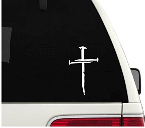 Religious Cross Nails Jesus Vinyl Decal - Waterproof Outdoor Sticker for Cars, Windows, Laptops - Multiple Sizes Available - Perfect for Christian Home Decor, Church Events & Personal Faith Expression