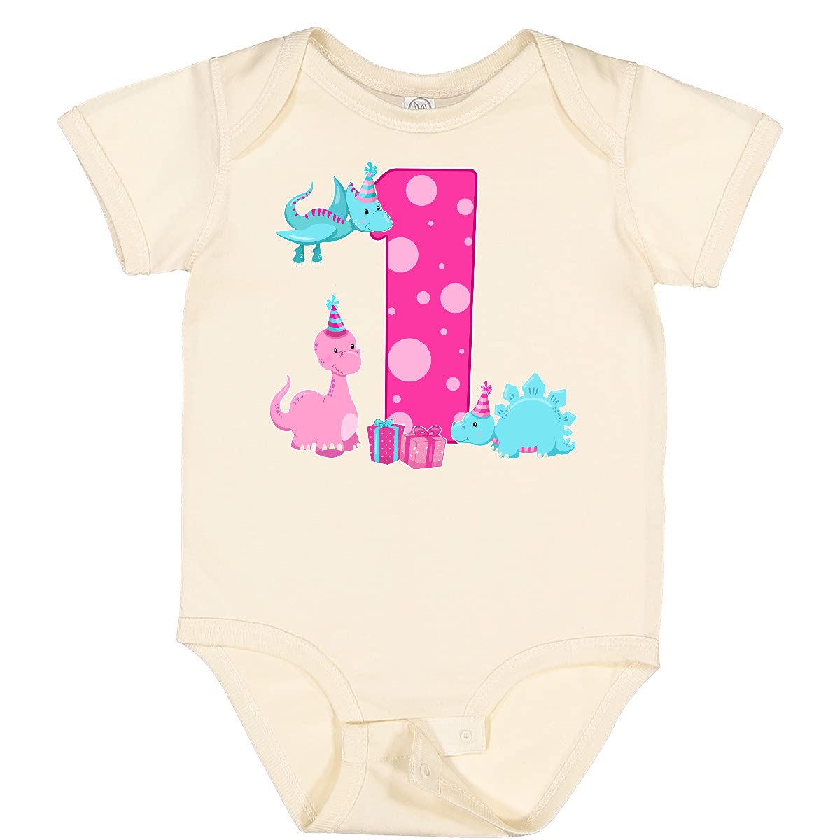 Inktastic Dinosaur Party First Birthday Baby Bodysuit - Cute Dino Themed Outfit for 1 Year Old Boys & Girls - Perfect for Birthday Celebrations, Photo Shoots & Special Occasions