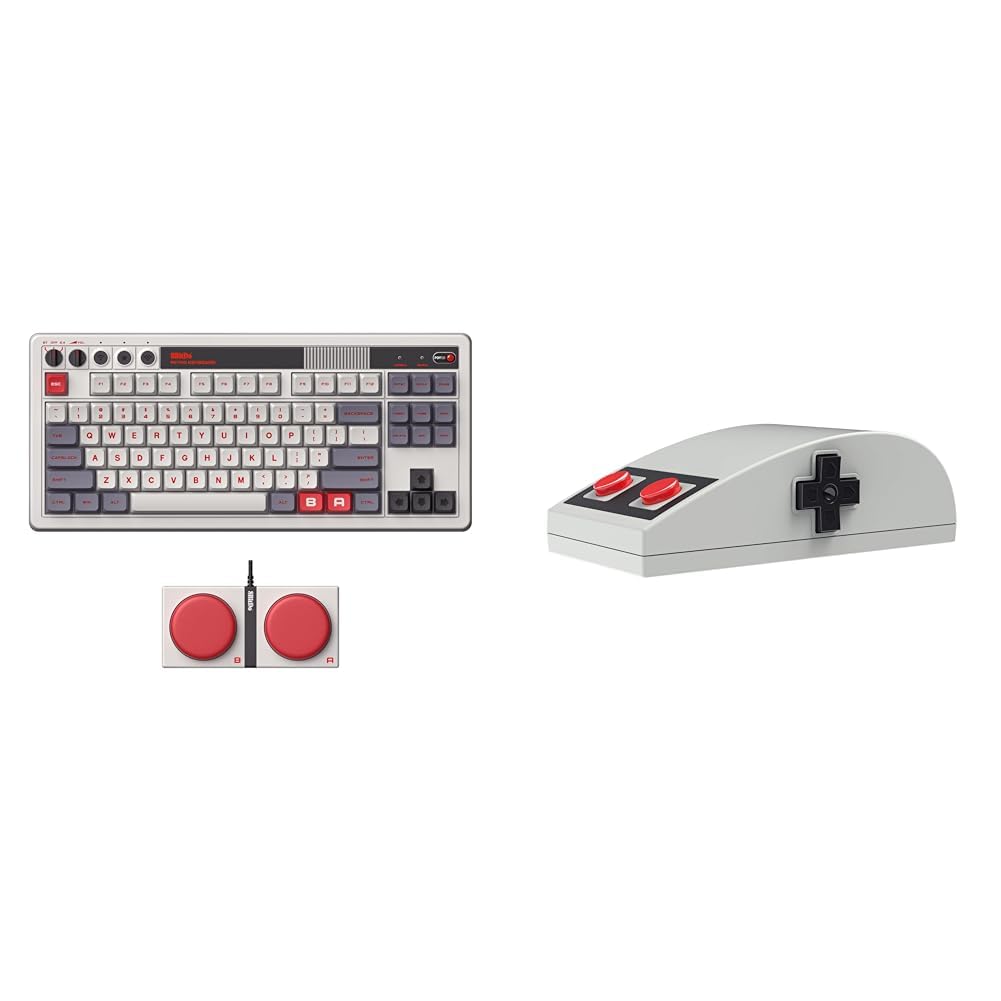 8Bitdo Retro Mechanical Keyboard & N30 2.4Ghz Wireless Mouse Combo for PC, Windows, macOS - Vintage Gaming Setup for Home Office & Retro PC Enthusiasts